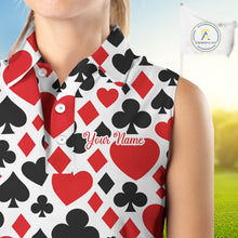 Load image into Gallery viewer, Poker Womens Sleeveless Golf Polo Shirt Custom Name Funny Golf Top For Team, Golfer Gift For Ladies NHN0189
