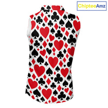 Load image into Gallery viewer, Poker Womens Sleeveless Golf Polo Shirt Custom Name Funny Golf Top For Team, Golfer Gift For Ladies NHN0189