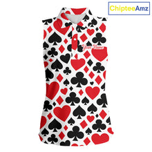 Load image into Gallery viewer, Poker Womens Sleeveless Golf Polo Shirt Custom Name Funny Golf Top For Team, Golfer Gift For Ladies NHN0189
