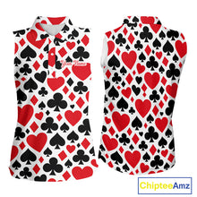 Load image into Gallery viewer, Poker Womens Sleeveless Golf Polo Shirt Custom Name Funny Golf Top For Team, Golfer Gift For Ladies NHN0189