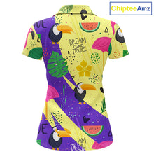 Load image into Gallery viewer, Funny Womens Golf Polo Shirt Custom Tropical Summer Pattern, Flamingo Golf Shirts For Ladies NHN0195