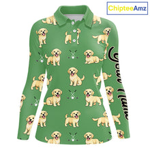 Load image into Gallery viewer, Womens Long Sleeve Golf Polo Shirt Custom Funny Labrador Retriever Team Ladies Golf Top, Dog Lover Gift NHN0215