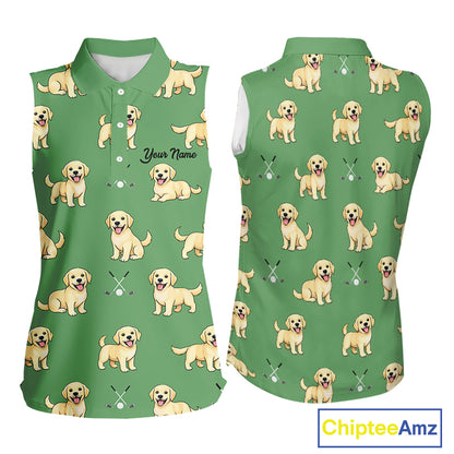 Womens Sleeveless Golf Polo Shirt Custom Funny Labrador Retriever Team Ladies Golf Top, Dog Lover Gift NHN0215