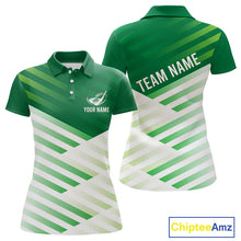 Load image into Gallery viewer, Green And White Womens Golf Polo Shirt Custom Name Golf Shirts For Team Personalized Golf Gifts NHN0097