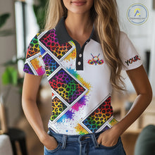 Load image into Gallery viewer, Womens Golf Polo Shirt Colorful Rainbow Leopard Print Pattern Custom Team Ladies Golf Tops NHN0227