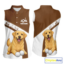 Load image into Gallery viewer, Golden Retriever Womens Sleeveless Golf Polo Shirt Custom Funny Dog Lover Ladies Golf Tops, Golf Gift NHN0229
