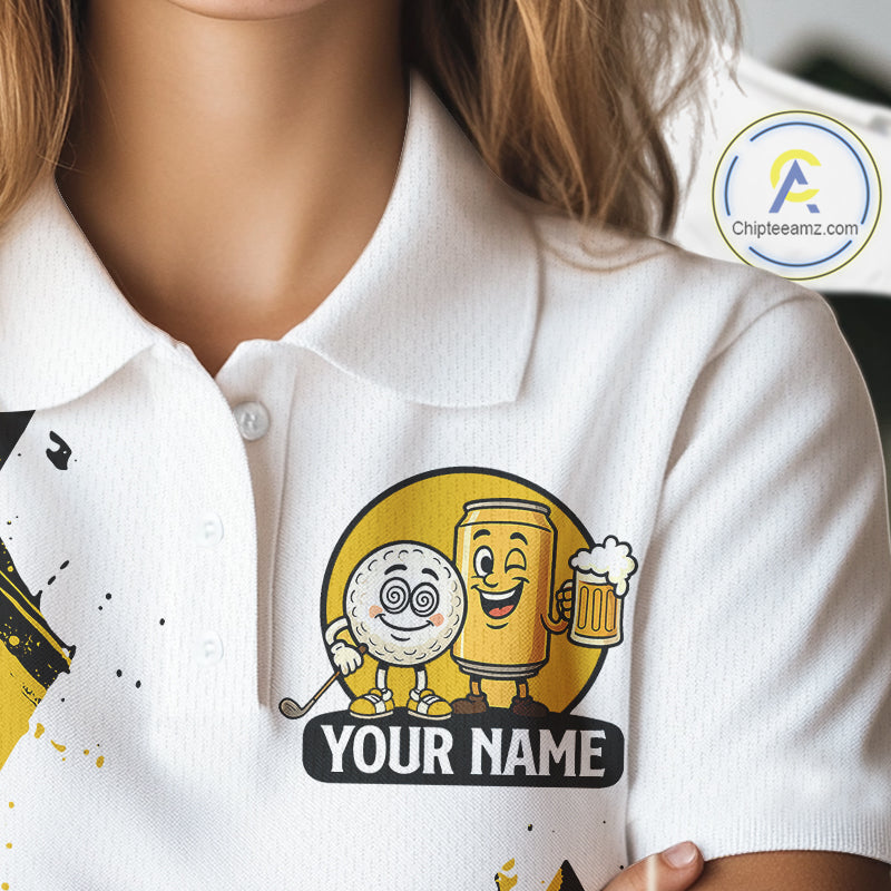Argyle Pattern Womens Golf Polo Shirt – Custom Funny Beer Golf Shirt, Golf Gifts For Ladies NHN0046