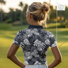 Load image into Gallery viewer, Womens Golf Polo Shirt Retro Floral Pattern Tropical Leaves Custom Team Golf Shirt, Golf Gifts NHN0190