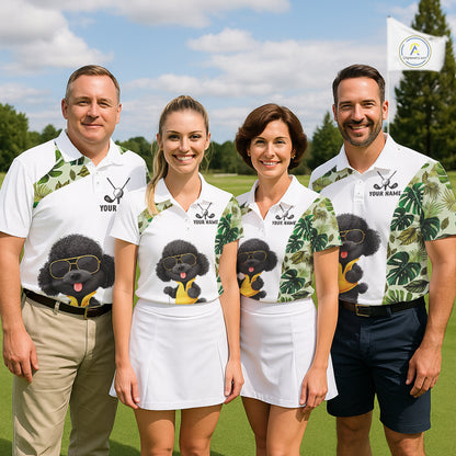 Funny Mens Golf Polo Shirt Green Tropical Pattern Custom Golf Clubs Shirts, Poodle Dog Lover Gift NHN0067