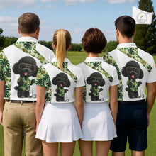 Load image into Gallery viewer, Funny Mens Golf Polo Shirt Custom Tropical Leaf Pattern Personalized Poodle Dog Golf Shirts For Men NHN0067