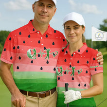 Load image into Gallery viewer, Watermelon Polo Shirt For Women Men, Heartbeat Couple Matching Golf Polo Shirt Custom Valentines Outfit NHN0148