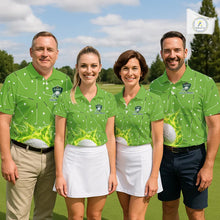 Load image into Gallery viewer, Mens Golf Polo Shirt Custom Green And White Golf Ball Flame Team Golf Shirts, Golf Tops For Men NHN0179