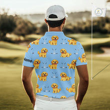Load image into Gallery viewer, Mens Golf Polo Shirt Custom Funny Cockapoo Blue Pattern Team Mens Golf Tops, Dog Lover Gift NHN0209