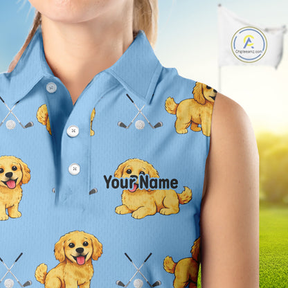 Womens Sleeveless Golf Polo Shirt Custom Funny Cockapoo Pattern Team Ladies Golf Tops, Dog Lover Gift NHN0209