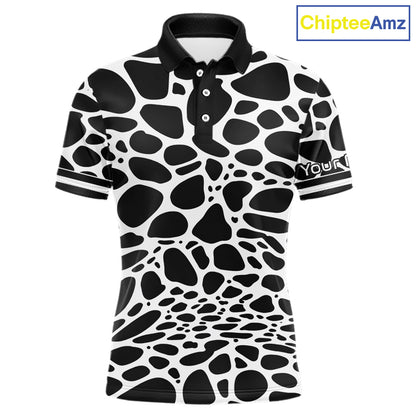 Mens Golf Polo Shirt Custom White Animal Mix Leopard Skin Prints Pattern Team Golf Tops, Golf Gift NHN0230