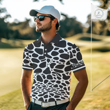 Load image into Gallery viewer, Mens Golf Polo Shirt Custom White Animal Mix Leopard Skin Prints Pattern Team Golf Tops, Golf Gift NHN0230