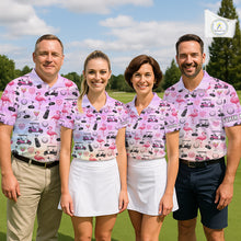 Load image into Gallery viewer, Womens Golf Polo Shirts Custom Funny Flamingo Heart Pattern Team Ladies Golf Tops, Golf Gifts NHN0176