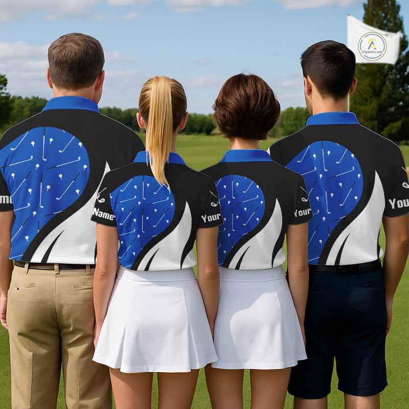 Blue And White Mens Golf Polo Shirt Custom Black Golf Shirts For Men, Golf Gifts Apparel NHN0109