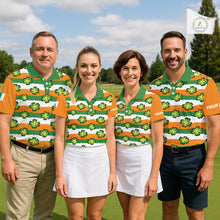 Load image into Gallery viewer, Mens Golf Polos Shirts Custom Green Clover St Patricks Day Pattern Ireland Flag Golf Shirt For Men NHN0138