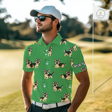 Load image into Gallery viewer, Funny German Shepherd Mens Golf Polo Shirt Custom Green Pattern Team Mens Golf Tops, Dog Lover Gift NHN0213