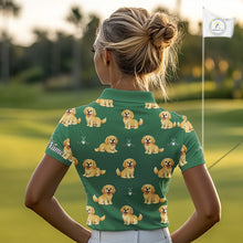 Load image into Gallery viewer, Golden Retriever Womens Golf Polo Shirt Custom Funny Green Team Ladies Golf Tops, Dog Lover Gift NHN0214