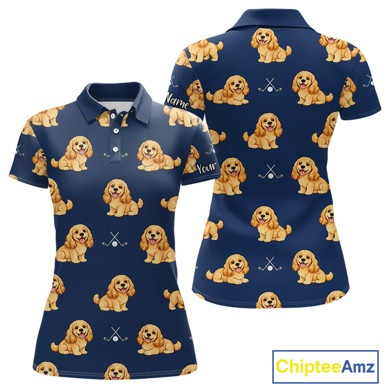 Womens Golf Polo Shirt Custom Funny Cocker Spaniel Team Ladies Golf Tops, Dog Lover Gift NHN0210