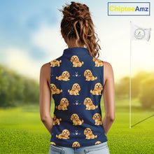 Load image into Gallery viewer, Womens Sleeveless Golf Polo Shirt Custom Funny Cocker Spaniel Team Ladies Golf Tops, Dog Lover Gift NHN0210