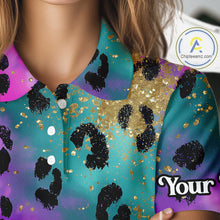 Load image into Gallery viewer, Leopard Womens Golf Polo Shirt Custom Colorful Neon Rainbow Leopard Pattern Team Golf Top, Golf Gifts NHN0217
