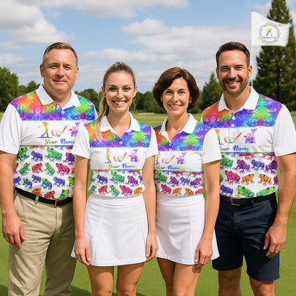 Funny Tie Dye Frog Pattern Mens Golf Polo Shirts Custom Watercolor Golf Attire For Men, Golf Gifts NHN0135
