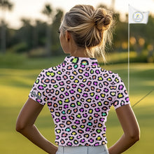 Load image into Gallery viewer, Womens Golf Polo Shirts Custom Colorful Neon Rainbow Leopard Team Golf Shirt Gifts For Golf Lovers NHN0154