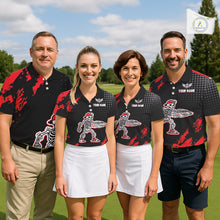 Load image into Gallery viewer, Skull Womens Disc Golf Polo Shirt Custom Name Black And Red Disc Golf Basket Personalized Golf Shirts NHN0049