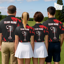 Load image into Gallery viewer, Skull Womens Disc Golf Polo Shirt Custom Name Black And Red Disc Golf Basket Personalized Golf Shirts NHN0049