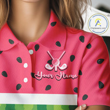 Load image into Gallery viewer, Funny Womens Golf Polo Shirt Custom Watermelon Tropical Pattern, Parrot Golf Shirts For Team NHN0183