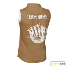 Load image into Gallery viewer, Funny Golden Retriever Womens Sleeveless Golf Polo Shirt Custom Argyle Plaid Pattern Team Golf Tops NHN0197