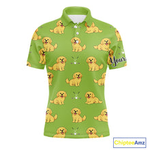 Load image into Gallery viewer, Mens Golf Polo Shirt Custom Funny Golden Retriever Team Mens Golf Tops Green, Dog Lover Gift NHN0214