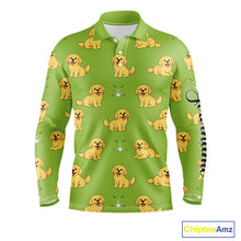 Load image into Gallery viewer, Long Sleeve Golf Polo Shirt Custom Funny Golden Retriever Team Mens Golf Tops, Dog Lover Gift NHN0214