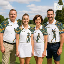 Load image into Gallery viewer, Mens Golf Polo Shirt Custom Colorful Parrots And Floral Tropical Pattern Team Golf Shirts, Golf Gifts NHN0093