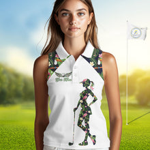 Load image into Gallery viewer, Funny Womens Sleeveless Golf Polo Shirt Custom Tropical Pattern, Flamingo Golf Shirts For Ladies NHN0099