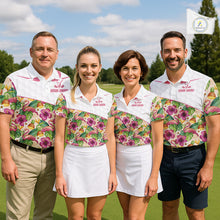 Load image into Gallery viewer, Funny Flamingo Womens Golf Polo Shirt Floral Tropical Custom Pink Golf Shirts Golfer Gift Apparel NHN0107