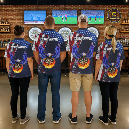 Custom US Flag Eagle Flame Darts Shirt for Women Darts Team Jerseys Dartboard Shirt NNT270