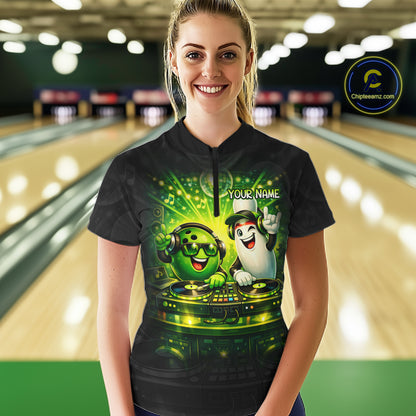 Custom Funny Music Bowling Jersey for Women Bowling Team Shirts Bowling League Polo & 1/4 Zip HNT495