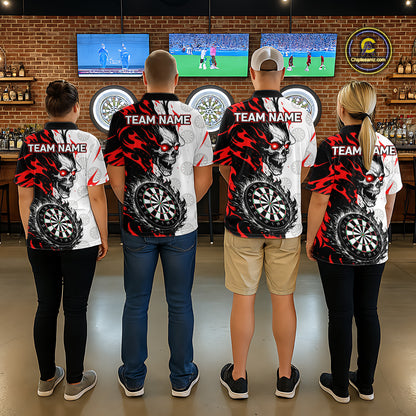 Custom Black Red Skull Darts Shirt for Men Darts Team Jerseys Dartboard Shirt Dart League NNT265