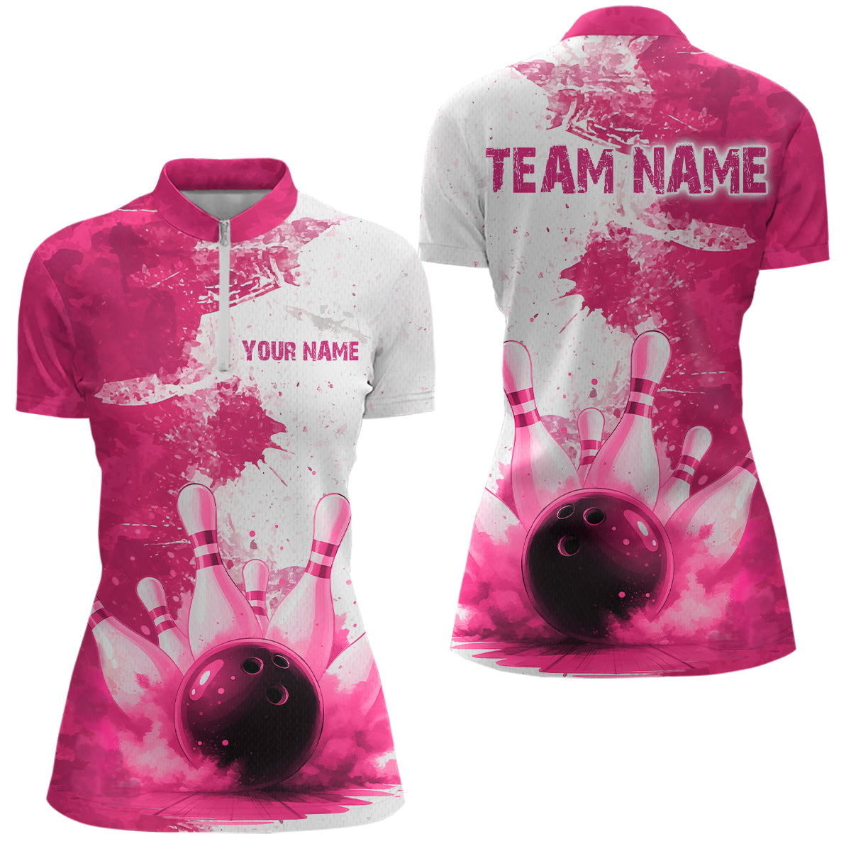 Orange Bowling Shirts for Women Men Custom Bowling Polo & 1/4 Zip Shirt for Team MBL220