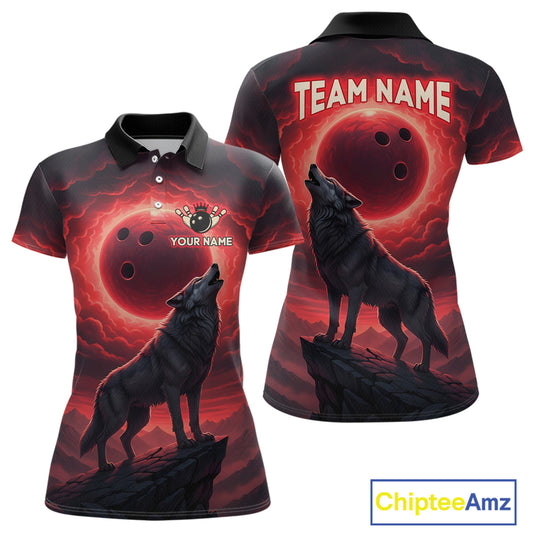 Wolf Bowling Shirts for Team Women Men Custom Bowling Jersey Bowl Polo&1/4 Zip MBL238