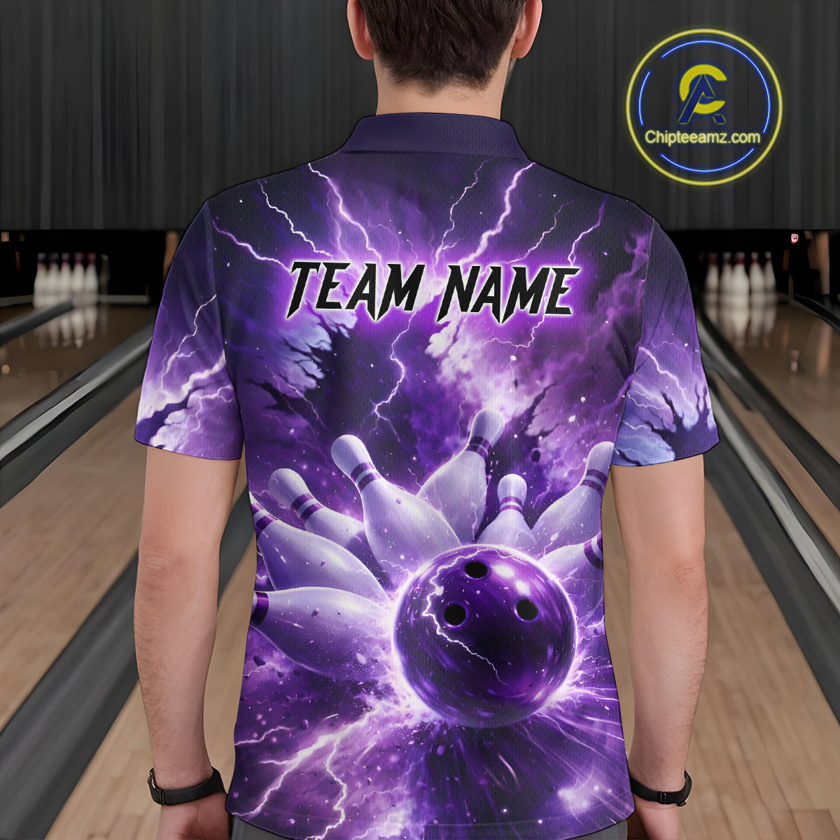 Purple Lightning Thunder Bowling Shirts Yellow for Team Women Men Bowling Jersey MBL247