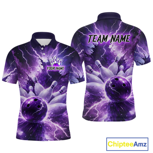 Purple Lightning Thunder Bowling Shirts Yellow for Team Women Men Bowling Jersey MBL247