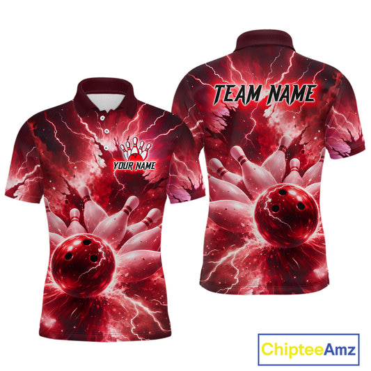 Red Lightning Thunder Bowling Shirts Yellow for Team Women Men Bowling Jersey MBL247