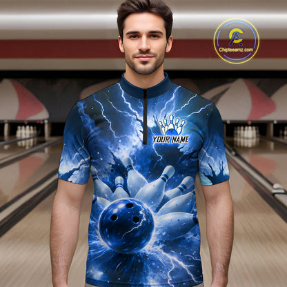 Blue Lightning Thunder Bowling Shirts Yellow for Team Women Men Bowling Jersey MBL247