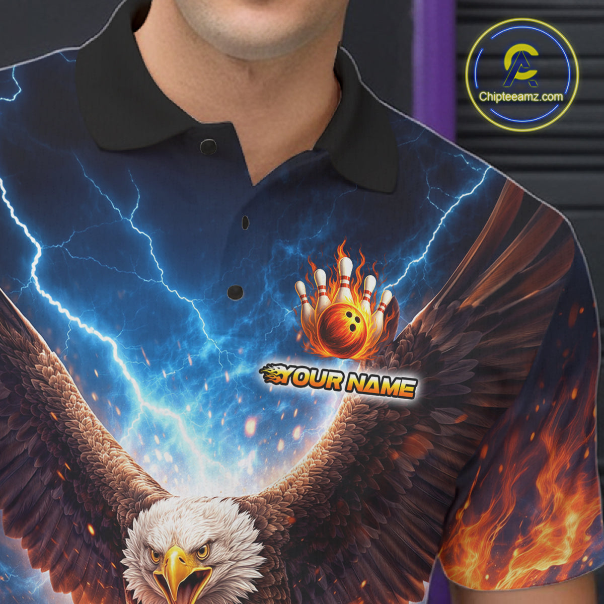Personalized Thunder Eagle Bowling Jersey for Men Bowling Team Shirts Bowling League HNT485