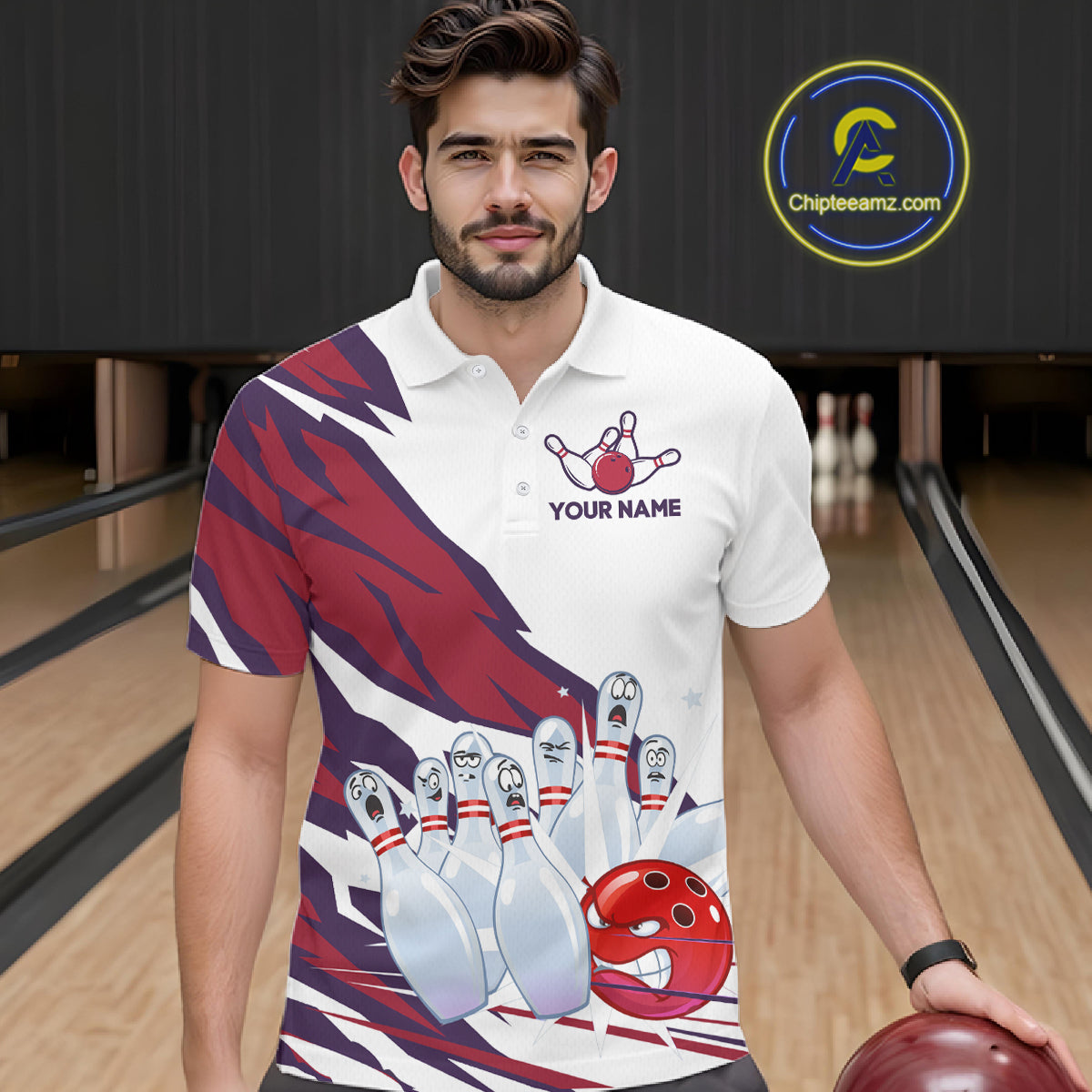 Custom Funny Angry Bowling Jersey for Men Bowling Team Shirts Bowling League Polo & 1/4 Zip HNT486
